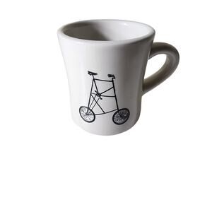LAMPLIGHTER ROASTING CO Tall Bike White Black 4" Tea Coffee Mug